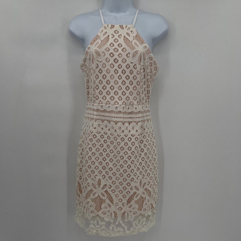 Lulus Steal A Kiss White Lace Lined Mini Dress Women's M